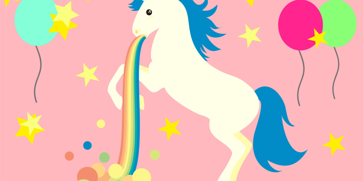 unicornio vomitando arcoiris