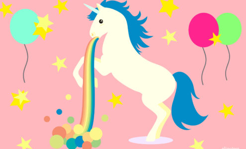 unicornio vomitando arcoiris